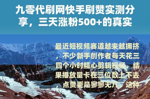 九零代刷网快手刷赞实测分享，三天涨粉500+的真实体验记录