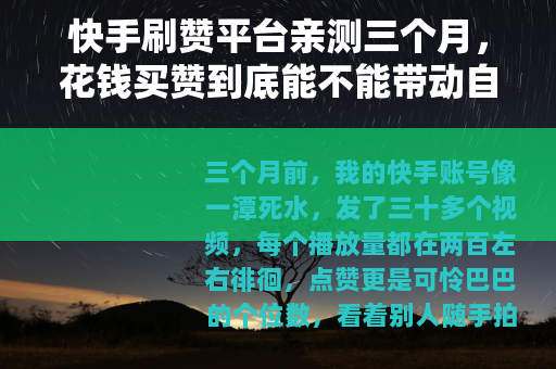 快手刷赞平台亲测三个月,花钱买赞到底能不能带动自然流量? 快手刷赞平台亲测三个月,花钱买赞到底能不能带动自然流量?