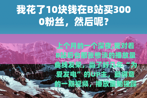 我花了10块钱在B站买3000粉丝,然后呢? 我花了10块钱在B站买3000粉丝,然后呢?