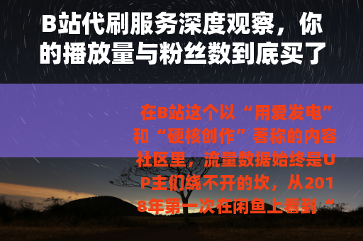 B站代刷服务深度观察,你的播放量与粉丝数到底买了什么 B站代刷服务深度观察,你的播放量与粉丝数到底买了什么