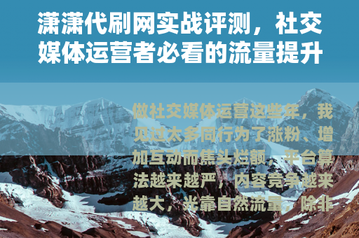 潇潇代刷网实战评测，社交媒体运营者必看的流量提升指南