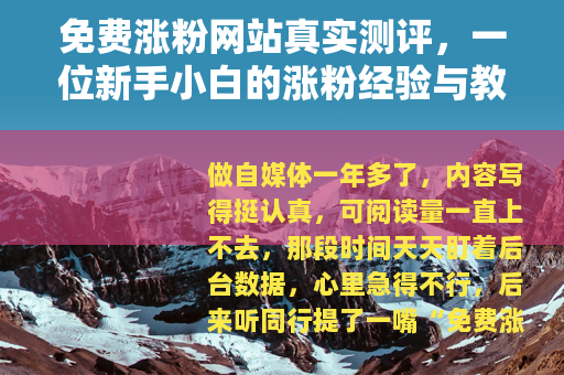 免费涨粉网站真实测评，一位新手小白的涨粉经验与教训分享