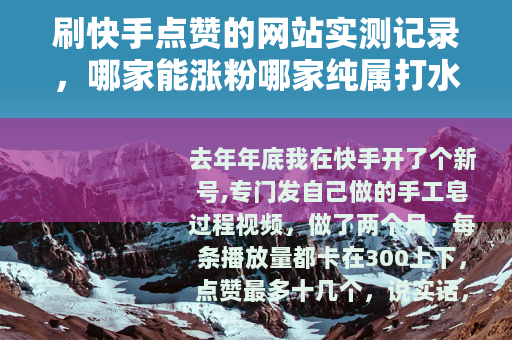 刷快手点赞的网站实测记录，哪家能涨粉哪家纯属打水漂？