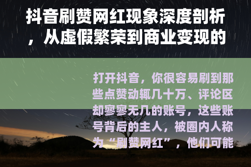 抖音刷赞网红现象深度剖析，从虚假繁荣到商业变现的完整链条