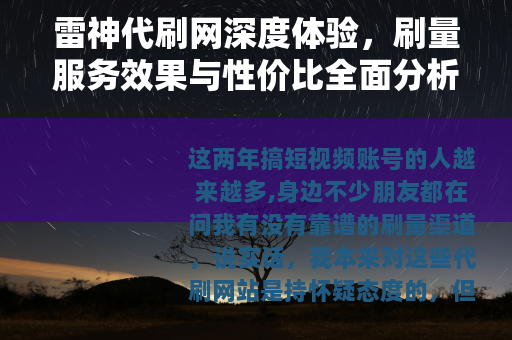 雷神代刷网深度体验，刷量服务效果与性价比全面分析