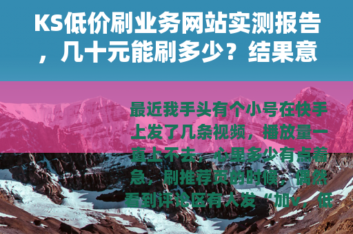 KS低价刷业务网站实测报告，几十元能刷多少？结果意想不到