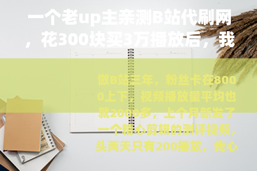 一个老up主亲测B站代刷网，花300块买3万播放后，我后悔了