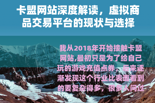 卡盟网站深度解读，虚拟商品交易平台的现状与选择