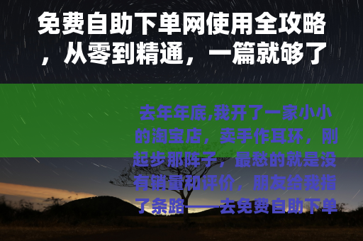 免费自助下单网使用全攻略，从零到精通，一篇就够了