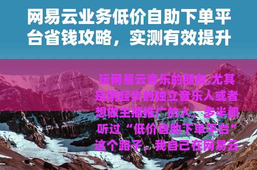 网易云业务低价自助下单平台省钱攻略，实测有效提升作品热度