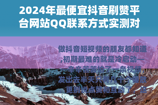 2024年最便宜抖音刷赞平台网站QQ联系方式实测对比与省钱攻略