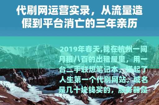 代刷网运营实录，从流量造假到平台消亡的三年亲历