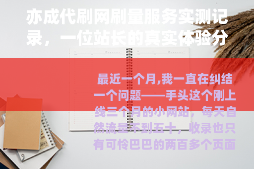 亦成代刷网刷量服务实测记录，一位站长的真实体验分享