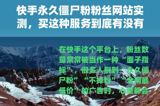 快手永久僵尸粉粉丝网站实测，买这种服务到底有没有用？