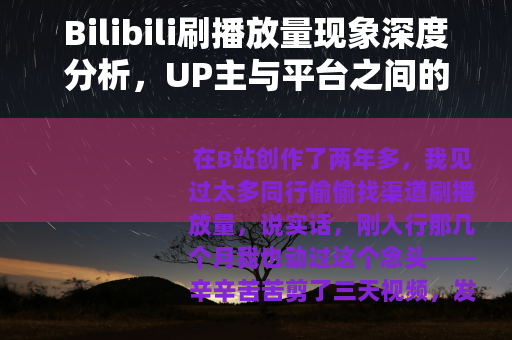 Bilibili刷播放量现象深度分析，UP主与平台之间的博弈
