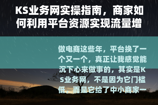 KS业务网实操指南，商家如何利用平台资源实现流量增长
