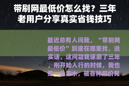 带刷网最低价怎么找？三年老用户分享真实省钱技巧