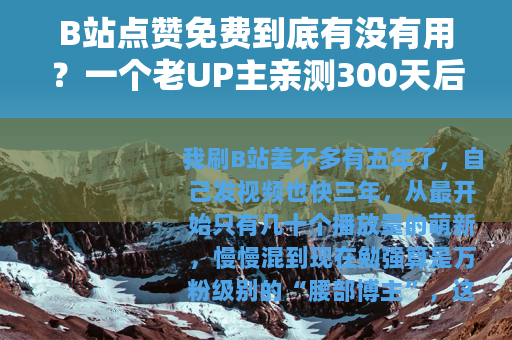 B站点赞免费到底有没有用？一个老UP主亲测300天后的真实感受