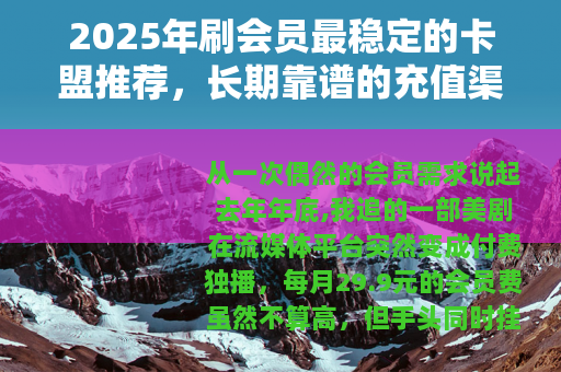 2025年刷会员最稳定的卡盟推荐，长期靠谱的充值渠道深度测评