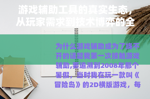 游戏辅助工具的真实生态，从玩家需求到技术博弈的全面解读