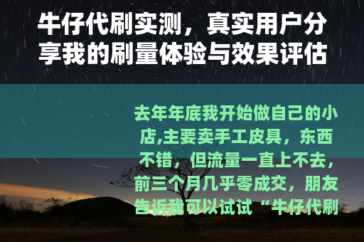 牛仔代刷实测，真实用户分享我的刷量体验与效果评估