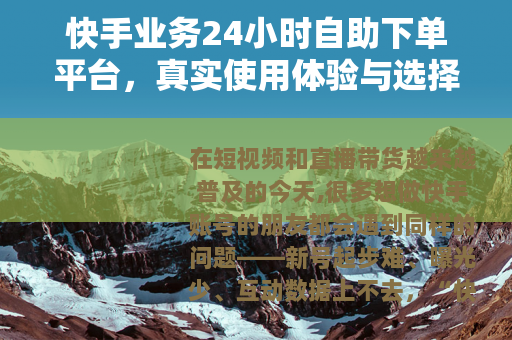 快手业务24小时自助下单平台，真实使用体验与选择建议