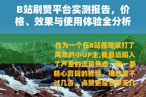 B站刷赞平台实测报告，价格、效果与使用体验全分析