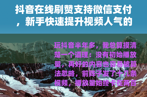 抖音在线刷赞支持微信支付，新手快速提升视频人气的方法记录