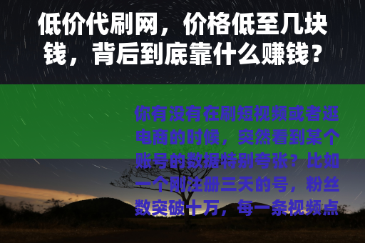 低价代刷网，价格低至几块钱，背后到底靠什么赚钱？