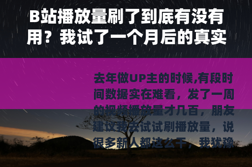 B站播放量刷了到底有没有用？我试了一个月后的真实感受