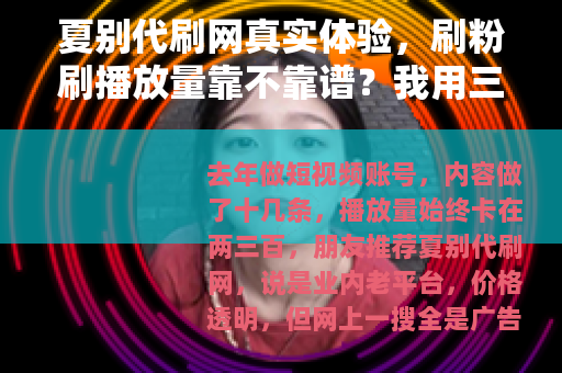 夏别代刷网真实体验，刷粉刷播放量靠不靠谱？我用三个月告诉你答案