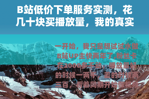 B站低价下单服务实测，花几十块买播放量，我的真实效果与避坑心得