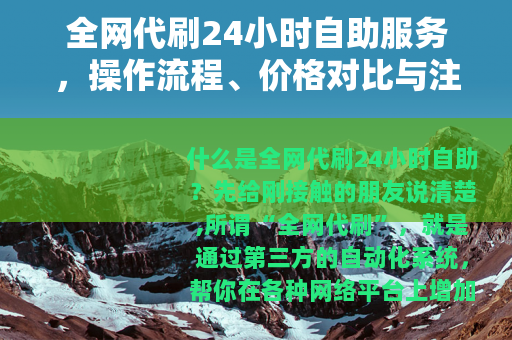 全网代刷24小时自助服务，操作流程、价格对比与注意事项
