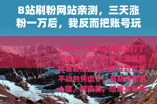 B站刷粉网站亲测，三天涨粉一万后，我反而把账号玩废了