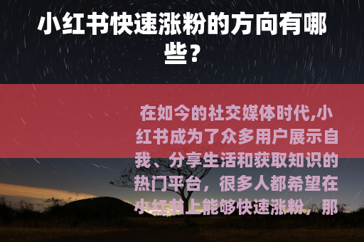 小红书快速涨粉的方向有哪些？
