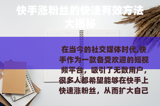 快手涨粉丝的快速有效方法大揭秘 快手涨粉丝的快速有效方法大揭秘