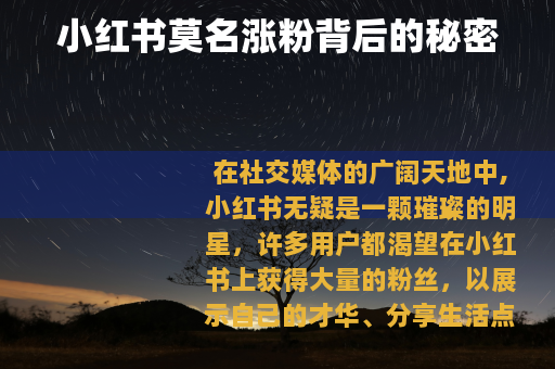 小红书莫名涨粉背后的秘密