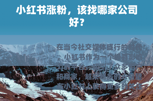 小红书涨粉,该找哪家公司好? 小红书涨粉,该找哪家公司好?