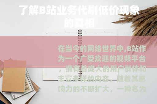了解B站业务代刷低价现象的真相