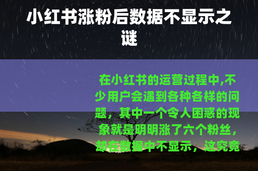 小红书涨粉后数据不显示之谜 小红书涨粉后数据不显示之谜