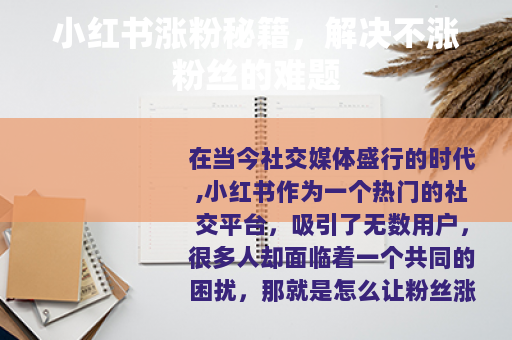 小红书涨粉秘籍，解决不涨粉丝的难题