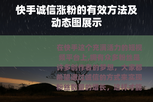 快手诚信涨粉的有效方法及动态图展示