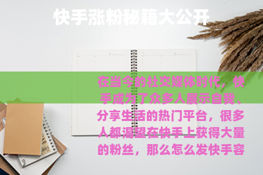 快手涨粉秘籍大公开