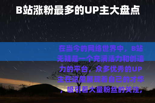 B站涨粉最多的UP主大盘点