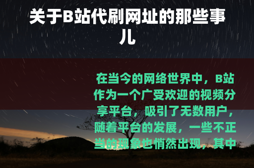 关于B站代刷网址的那些事儿