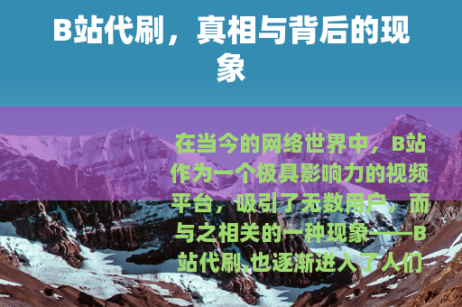 B站代刷，真相与背后的现象