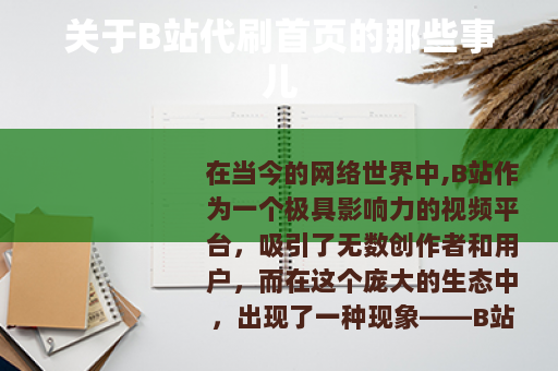 关于B站代刷首页的那些事儿