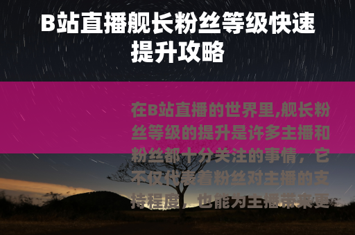 B站直播舰长粉丝等级快速提升攻略