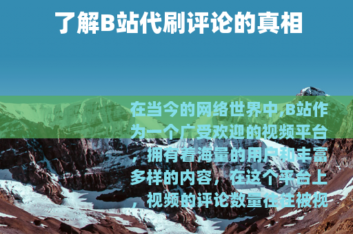 了解B站代刷评论的真相