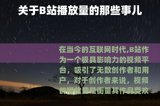 关于B站播放量的那些事儿